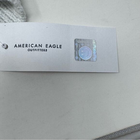 American Eagle Smiley Sweater Logo Mock Neck Lightweight Long Sleeve Size M NEW - Picture 9 of 9